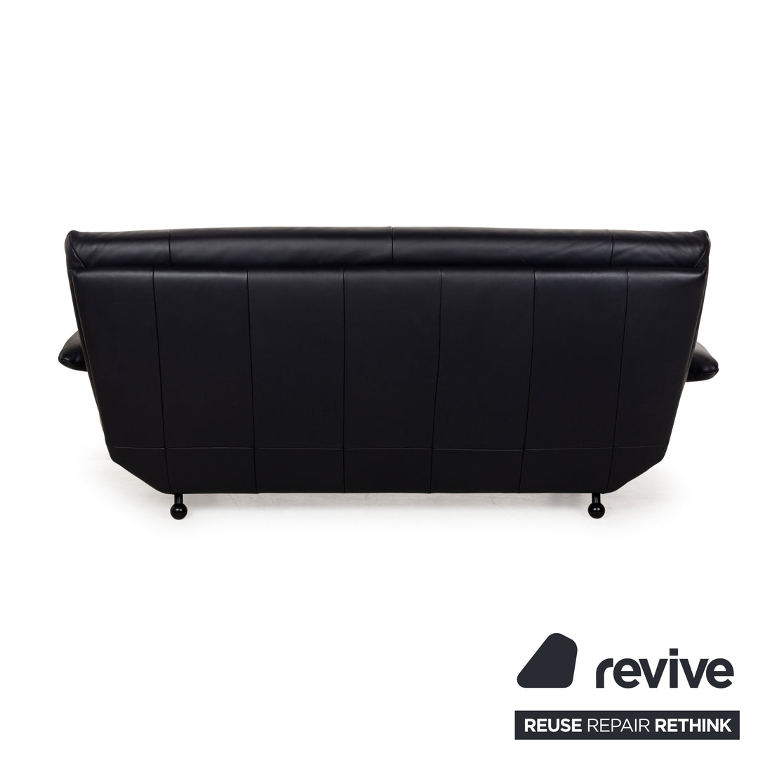 Rolf Benz BMP 418 leather two-seater dark blue sofa couch