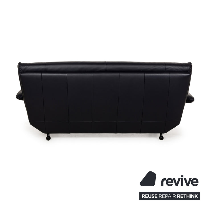 Rolf Benz BMP 418 leather two-seater dark blue sofa couch