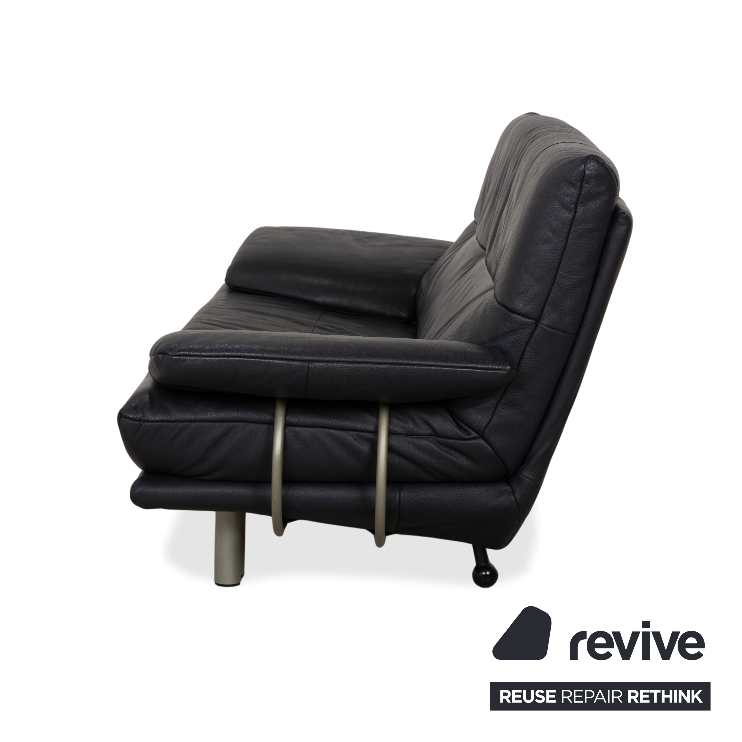 Rolf Benz BMP 418 Leder Zweisitzer Dunkelblau Sofa Couch