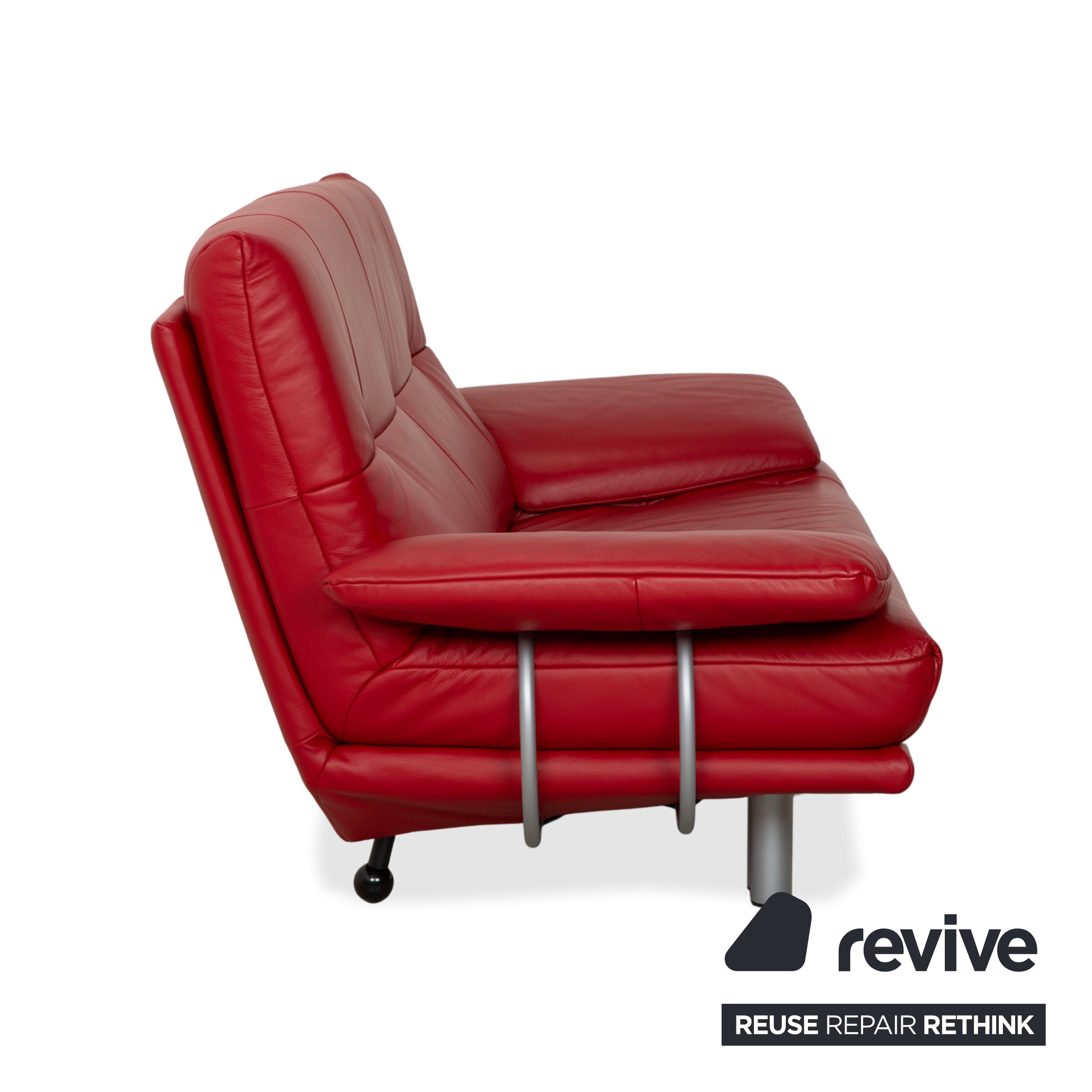 Rolf Benz BMP 418 Leder Zweisitzer Rot Sofa Couch