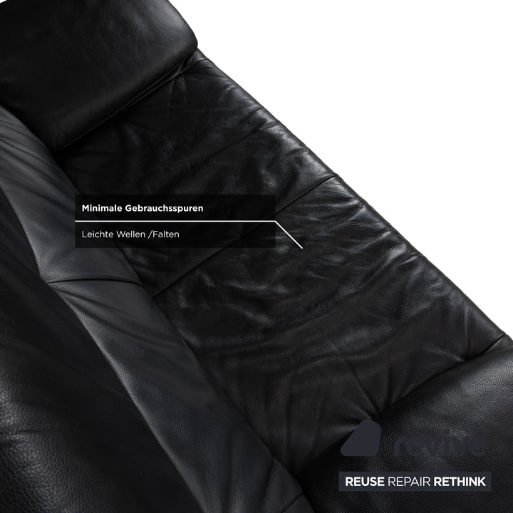 Rolf Benz BMP 418 Leder Zweisitzer Schwarz Sofa Couch