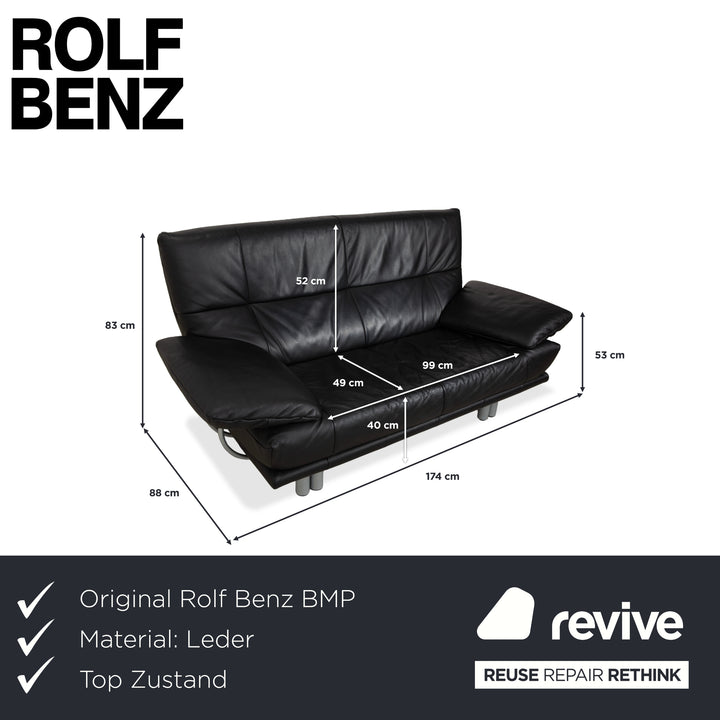 Rolf Benz BMP 418 Leder Zweisitzer Schwarz Sofa Couch