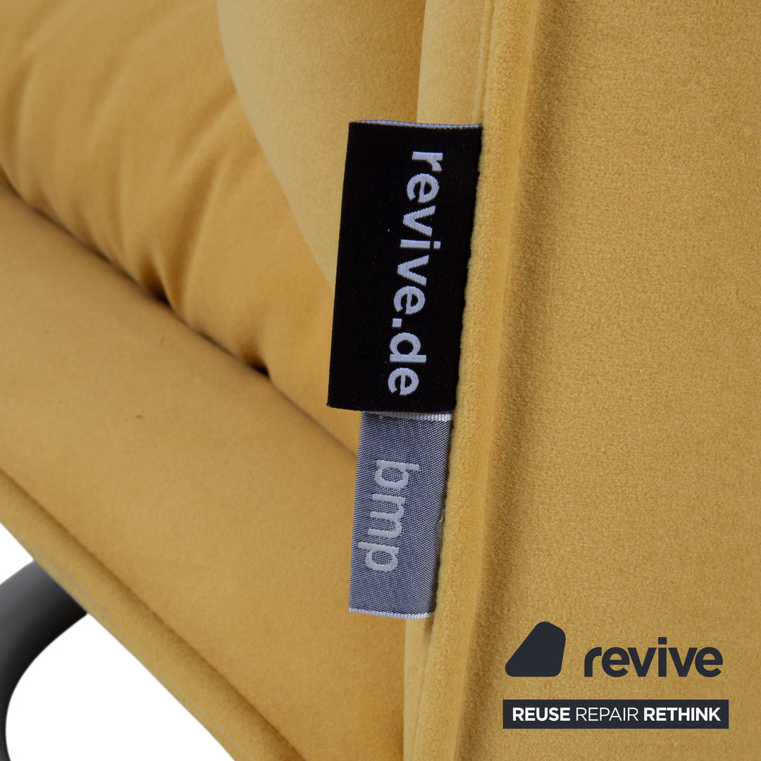 Ensemble de fauteuils Rolf Benz BMP 418, pouf inclus, tissu jaune, retapissé