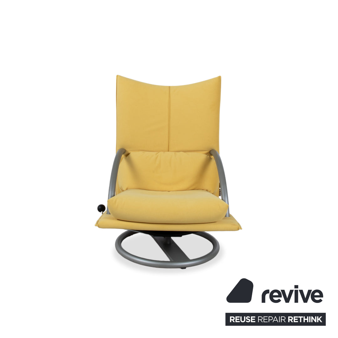 Ensemble de fauteuils Rolf Benz BMP 418, pouf inclus, tissu jaune, retapissé