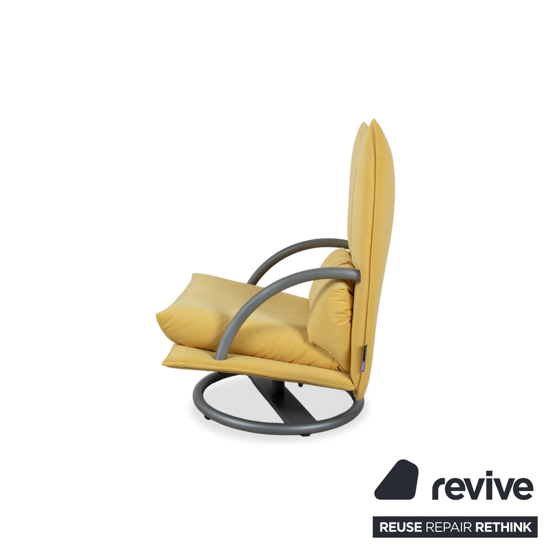 Ensemble de fauteuils Rolf Benz BMP 418, pouf inclus, tissu jaune, retapissé