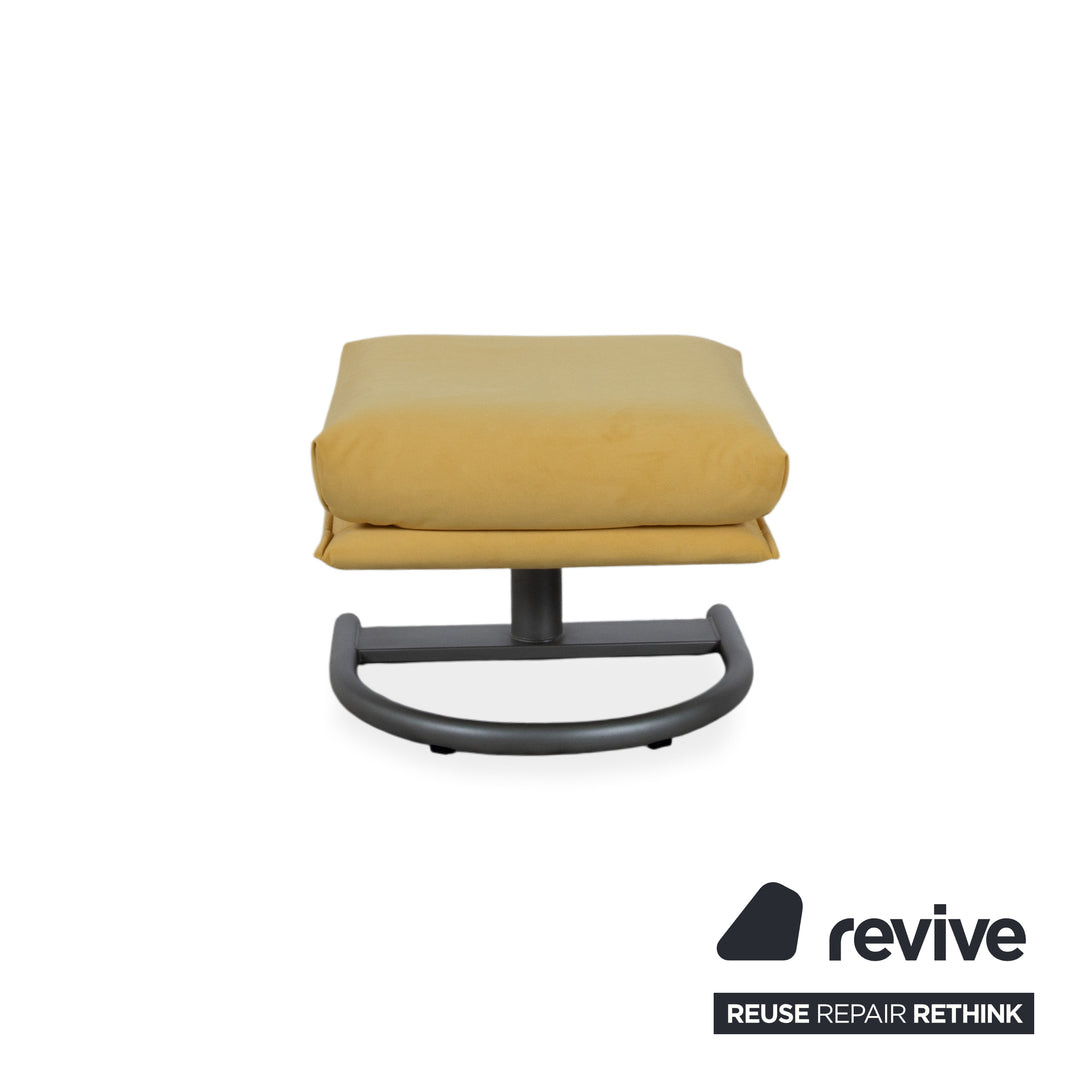 Ensemble de fauteuils Rolf Benz BMP 418, pouf inclus, tissu jaune, retapissé