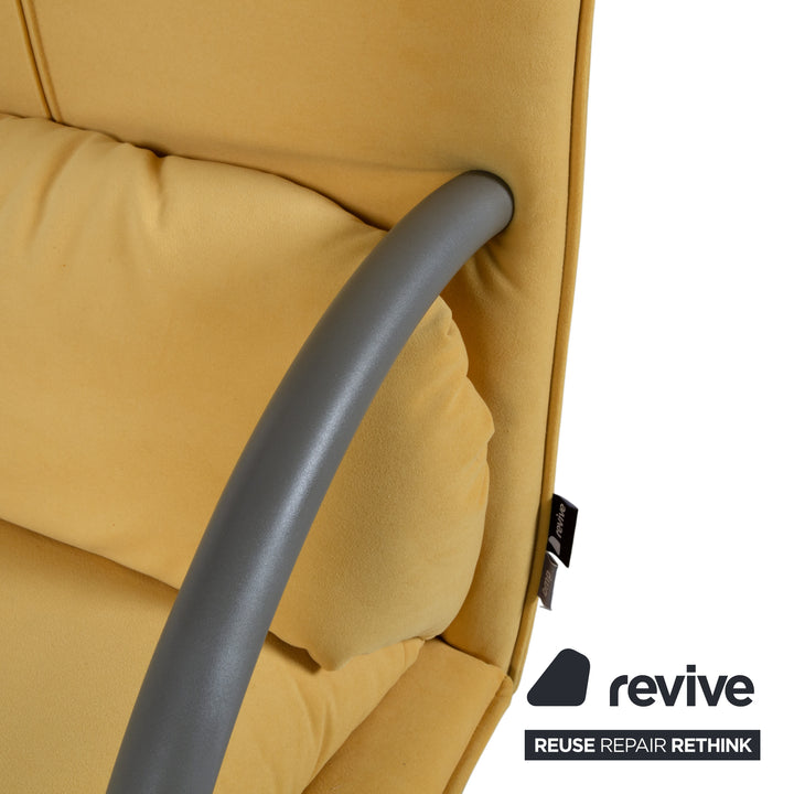 Ensemble de fauteuils Rolf Benz BMP 418, pouf inclus, tissu jaune, retapissé