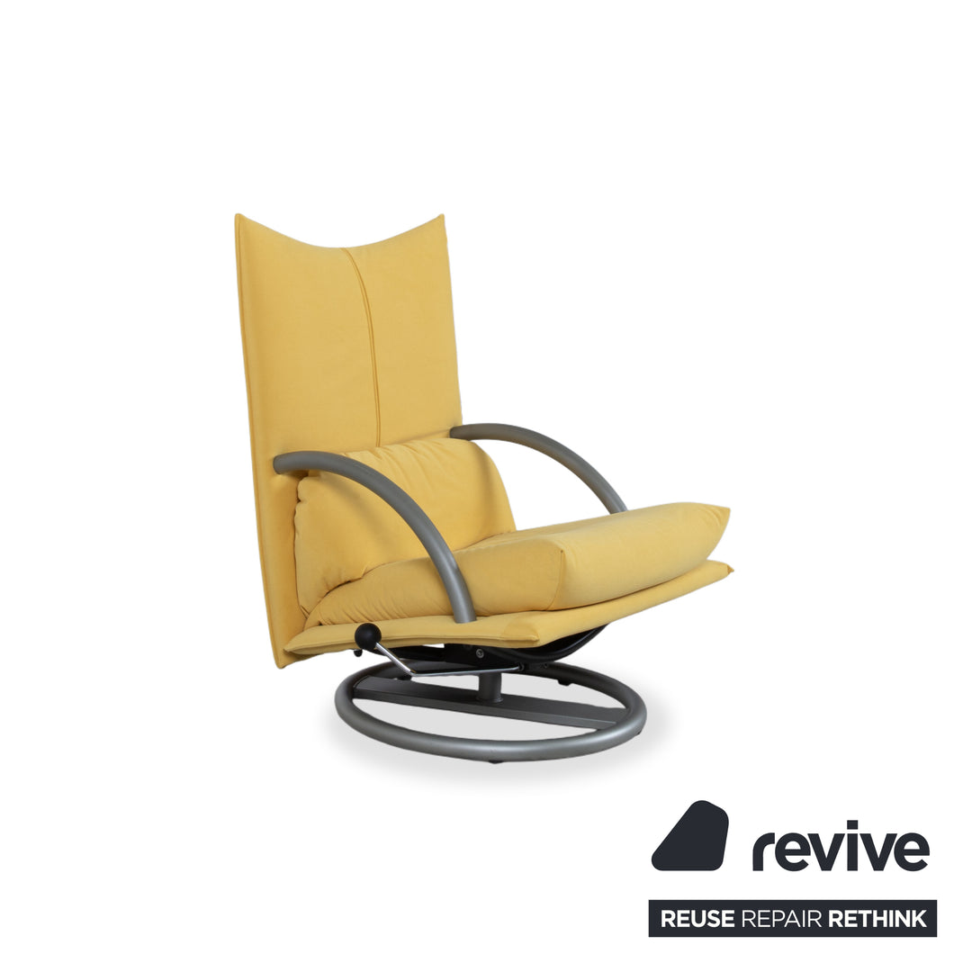 Ensemble de fauteuils Rolf Benz BMP 418, pouf inclus, tissu jaune, retapissé