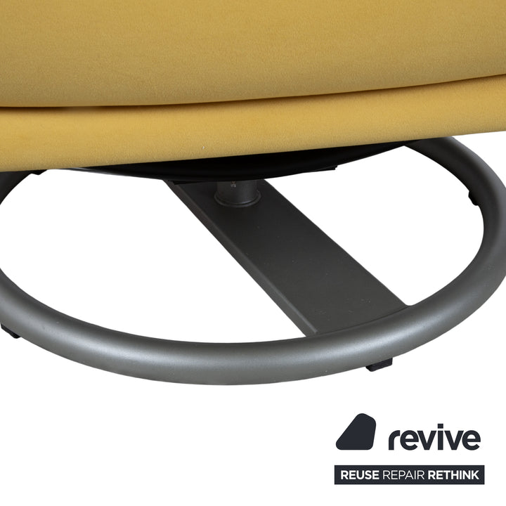 Ensemble de fauteuils Rolf Benz BMP 418, pouf inclus, tissu jaune, retapissé