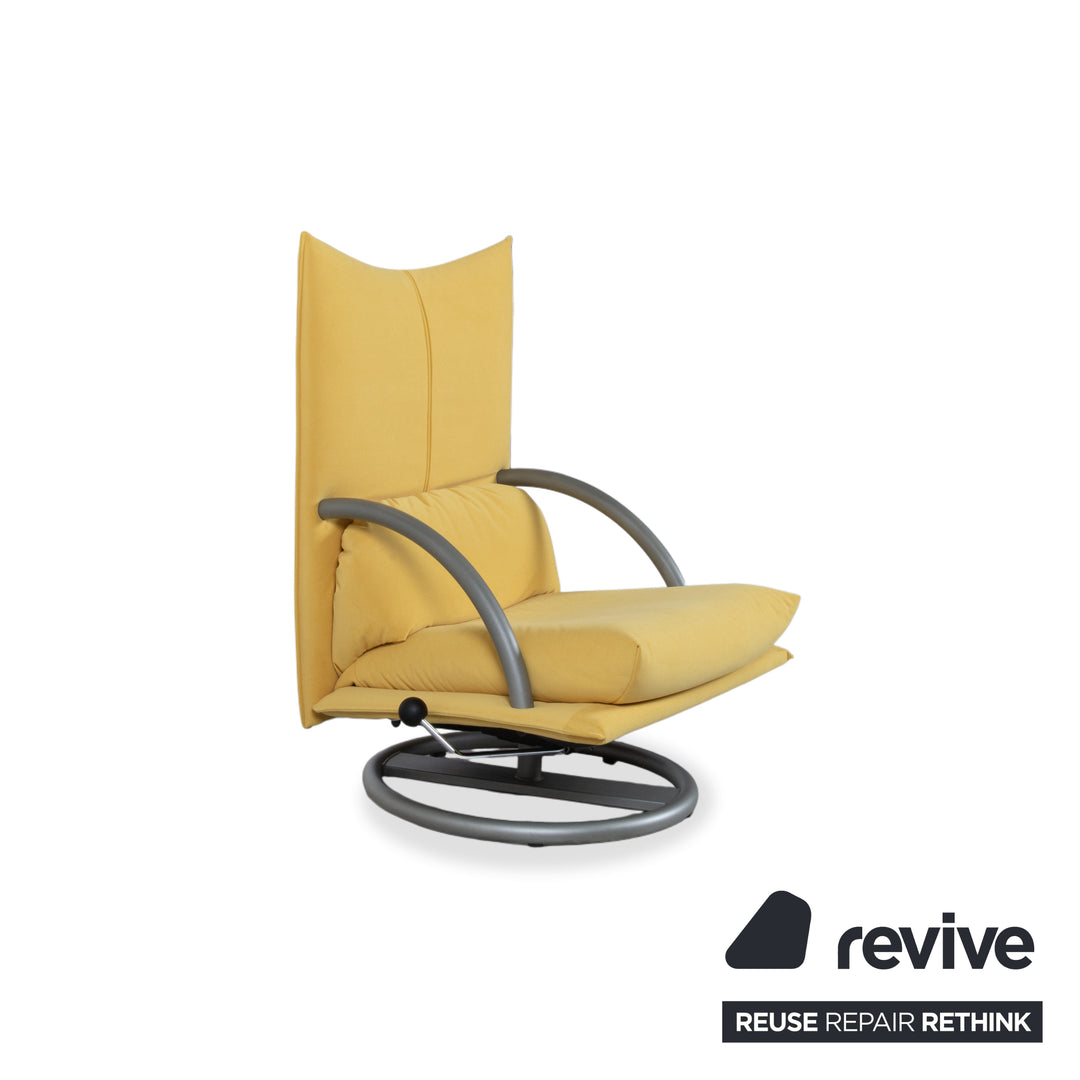 Ensemble de fauteuils Rolf Benz BMP 418, pouf inclus, tissu jaune, retapissé