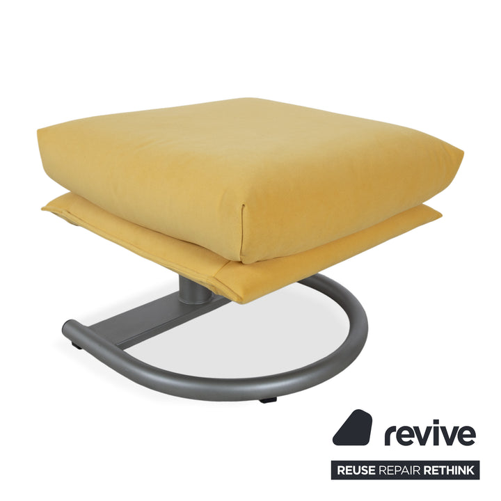 Ensemble de fauteuils Rolf Benz BMP 418, pouf inclus, tissu jaune, retapissé