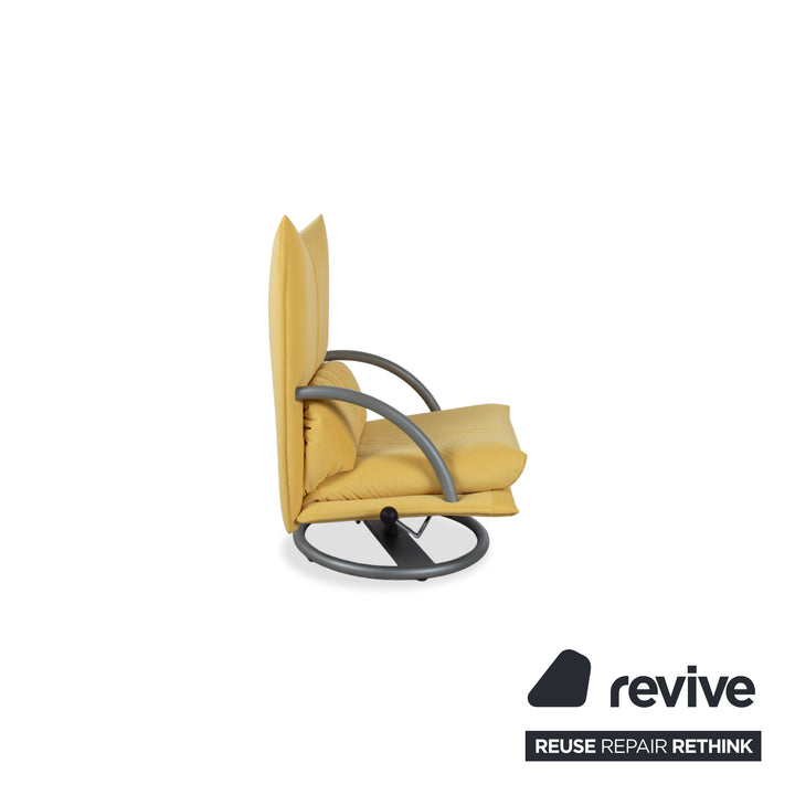 Ensemble de fauteuils Rolf Benz BMP 418, pouf inclus, tissu jaune, retapissé