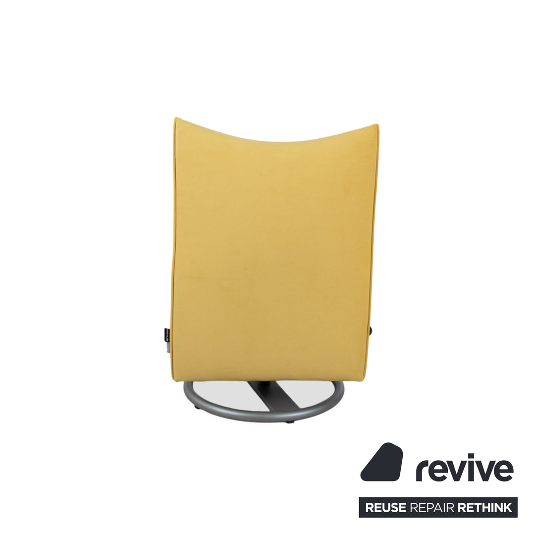 Ensemble de fauteuils Rolf Benz BMP 418, pouf inclus, tissu jaune, retapissé