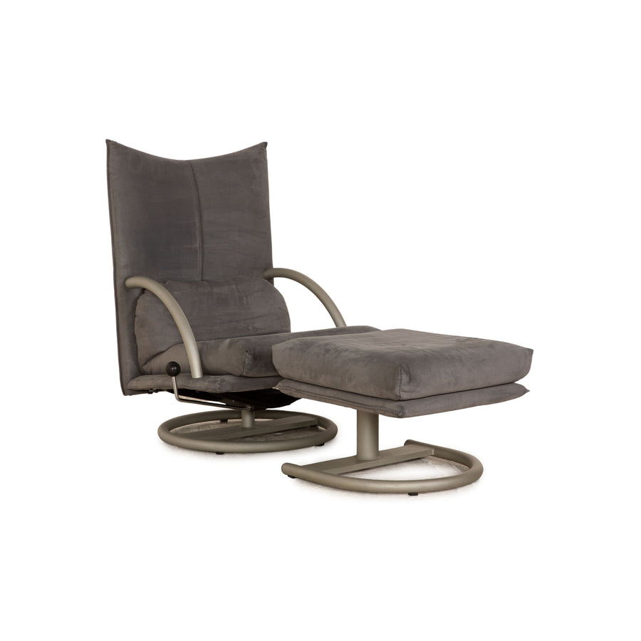 Fauteuil et tabouret en tissu Rolf Benz BMP 418 gris