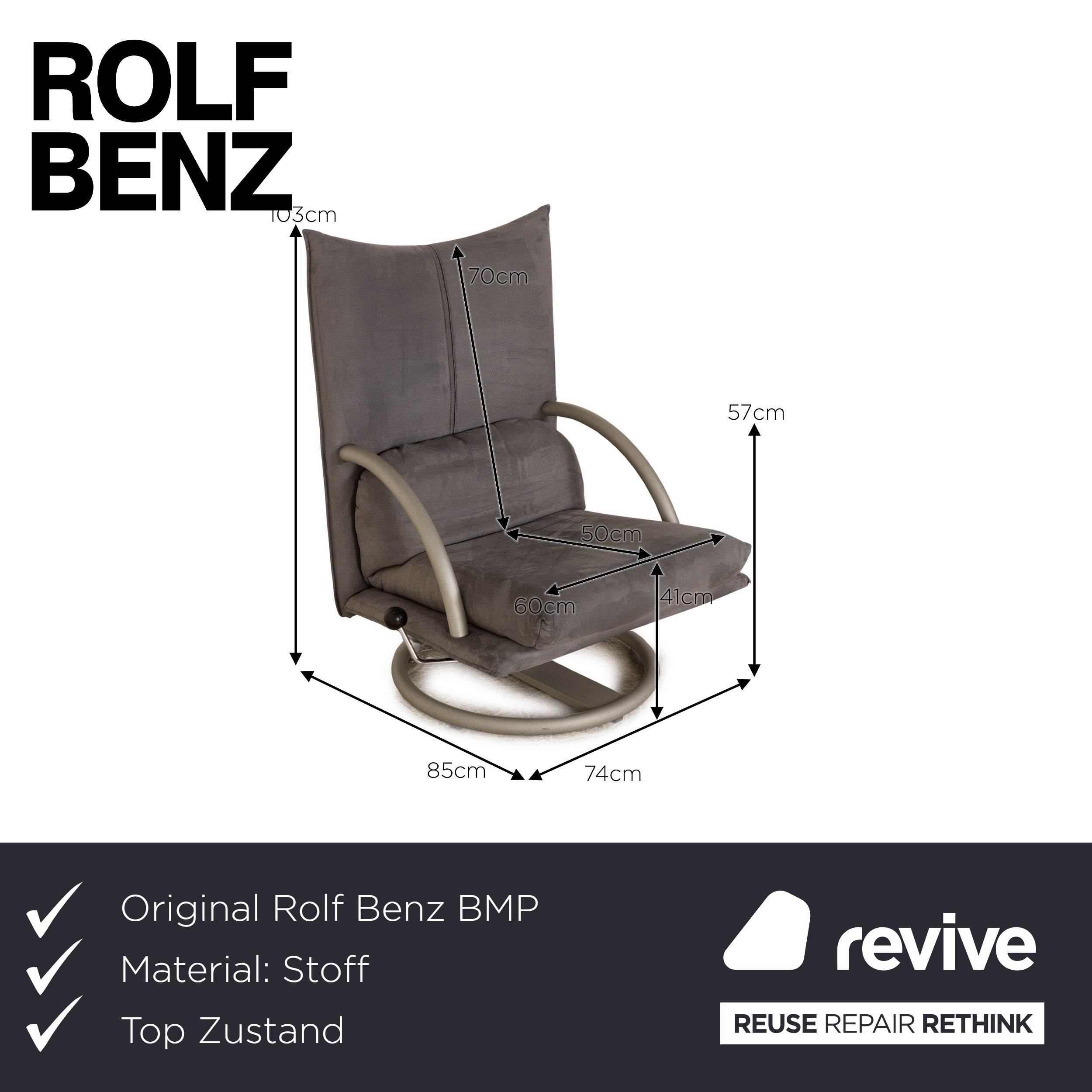 Rolf Benz BMP 418 Stoff Sessel & Hocker Grau