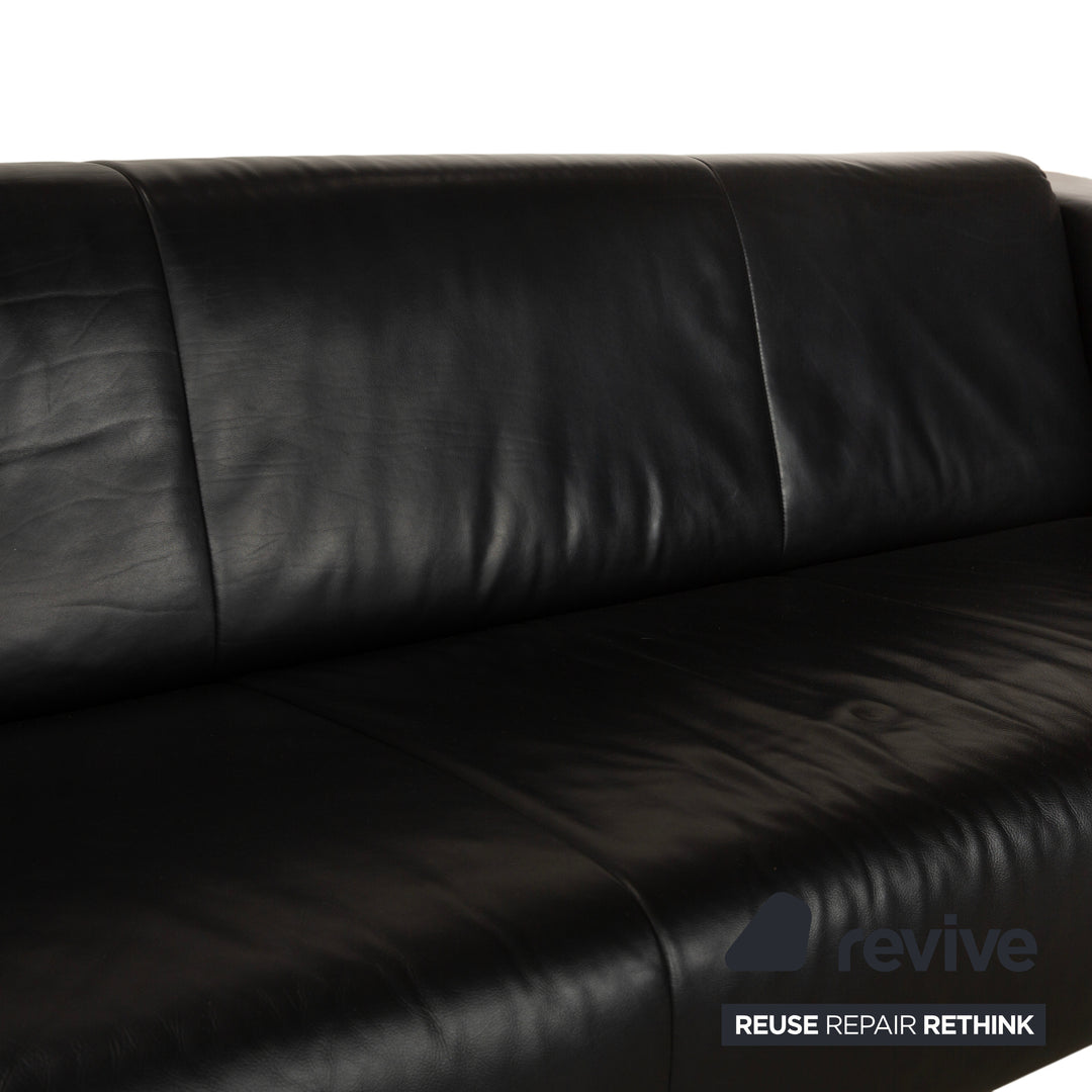 Rolf Benz BMP 622 Leder Dreisitzer Schwarz Sofa Couch