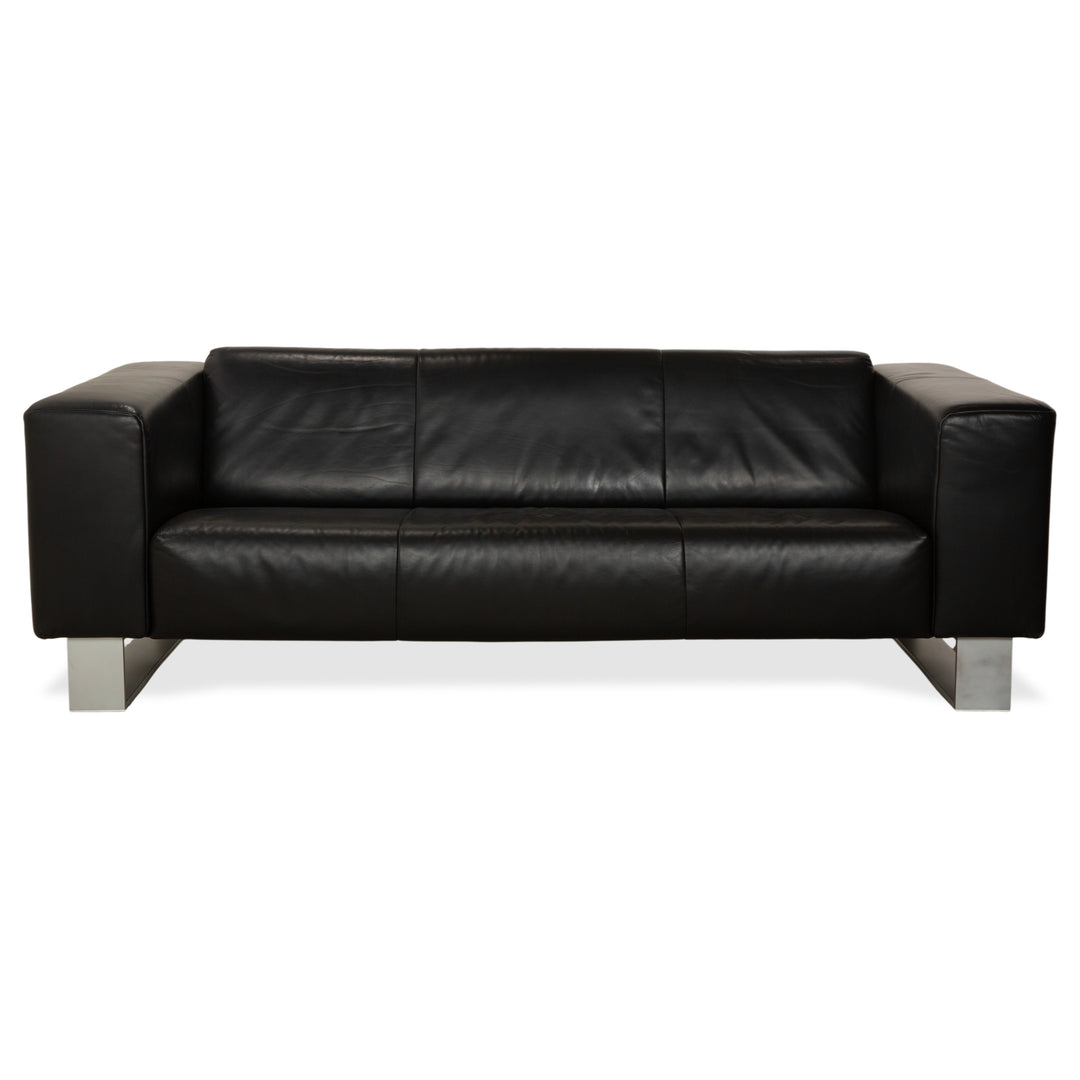 Rolf Benz BMP 622 Leder Dreisitzer Schwarz Sofa Couch