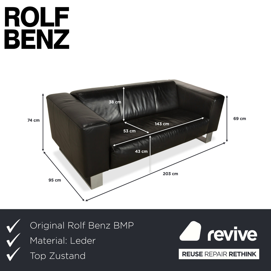 Rolf Benz BMP 622 Leder Zweisitzer Schwarz Sofa Couch