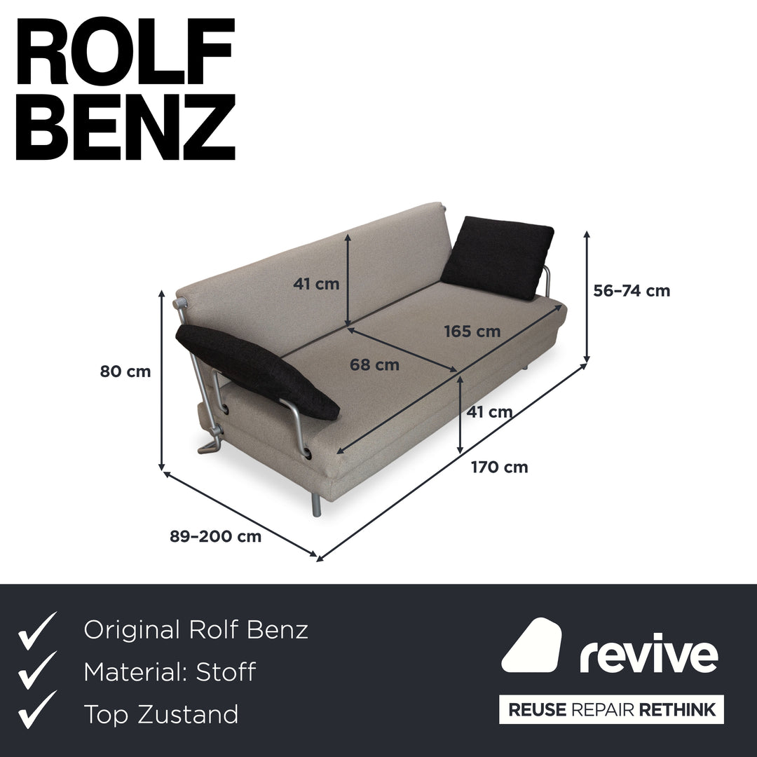 Sofá cama de dos plazas Rolf Benz BMP de tela gris con función manual para dormir