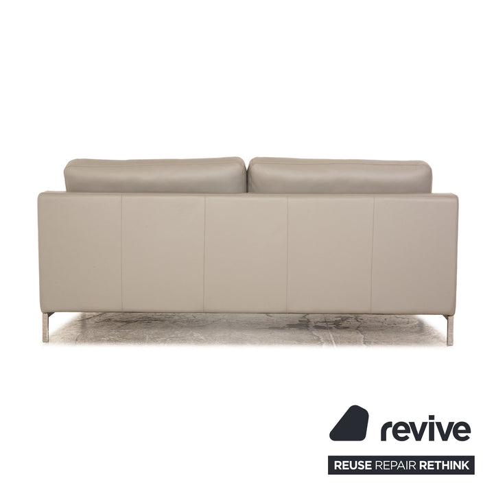 Rolf Benz Cara Leather Three Seater Gray Sofa Couch