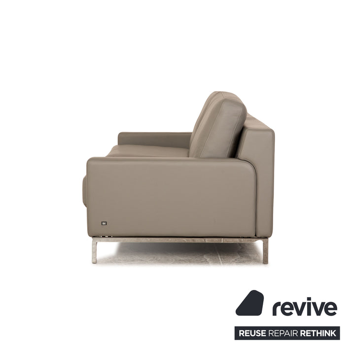 Rolf Benz Cara Leather Three Seater Gray Sofa Couch