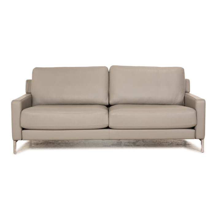Rolf Benz Cara Leather Three Seater Gray Sofa Couch