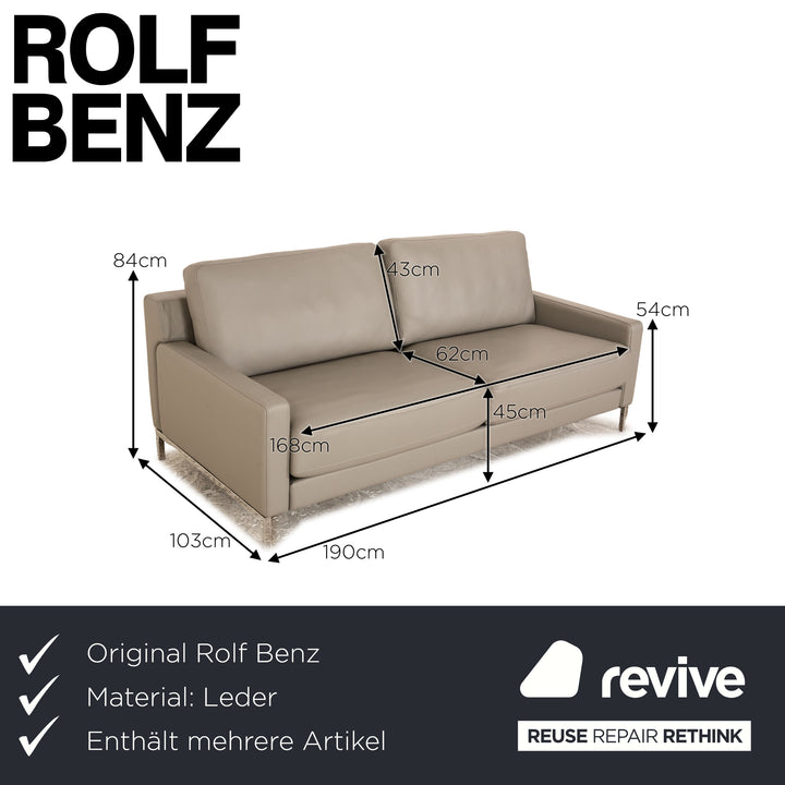 Rolf Benz Cara leather sofa set gray 2x three-seater