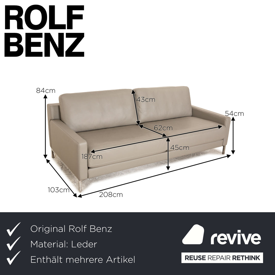 Rolf Benz Cara leather sofa set gray 2x three-seater