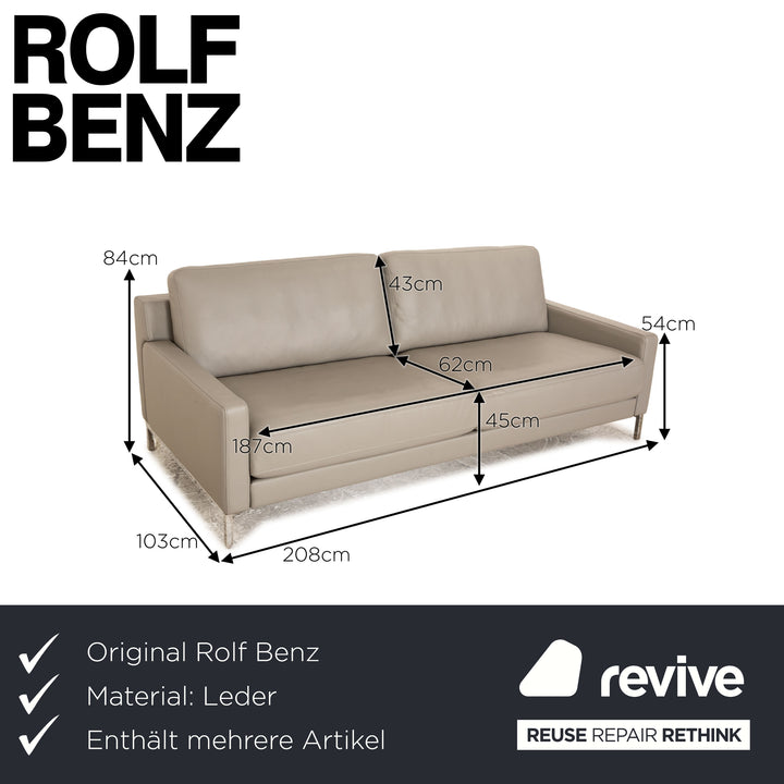 Rolf Benz Cara leather sofa set gray 2x three-seater