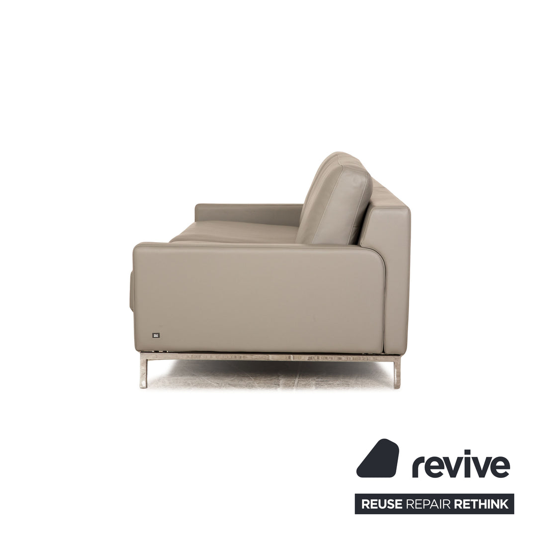 Rolf Benz Cara leather sofa set gray 2x three-seater