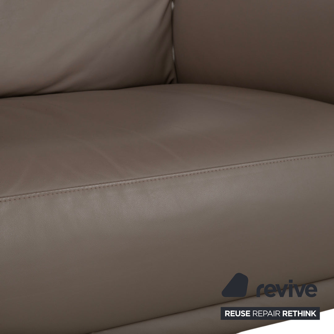 Rolf Benz Cara Leder Zweisitzer Beige Taupe Sofa Couch manuelle Funktion
