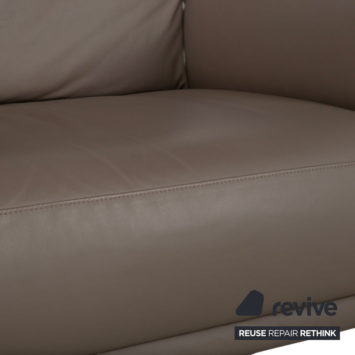 Rolf Benz Cara Leder Zweisitzer Beige Taupe Sofa Couch manuelle Funktion
