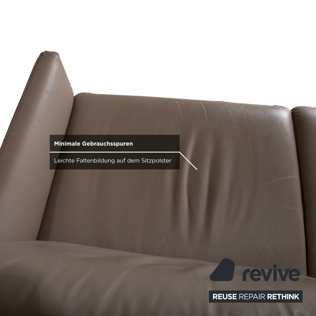 Rolf Benz Cara Leder Zweisitzer Beige Taupe Sofa Couch manuelle Funktion
