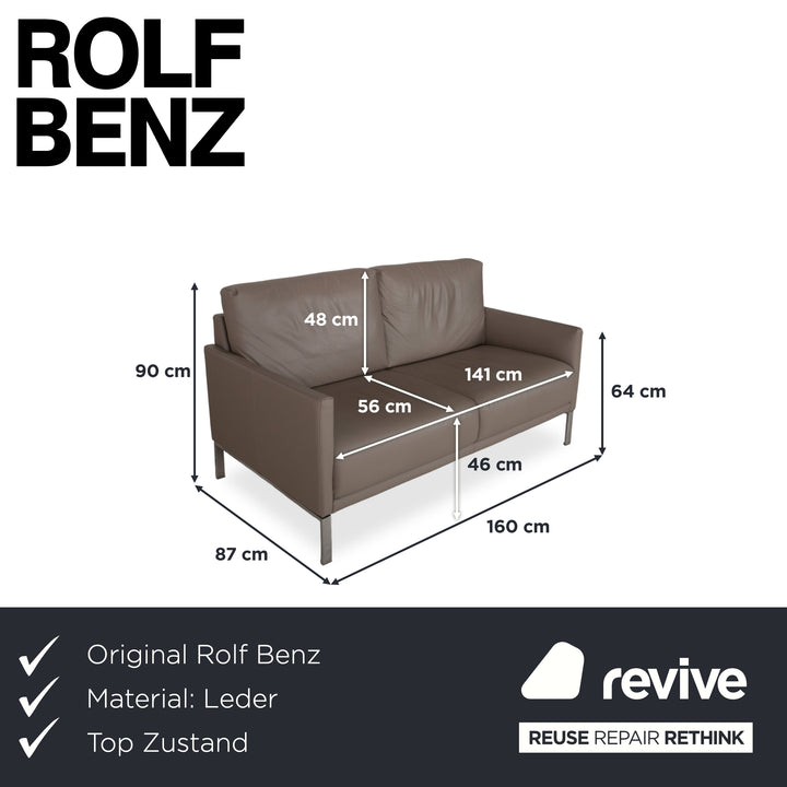 Rolf Benz Cara Leder Zweisitzer Beige Taupe Sofa Couch manuelle Funktion