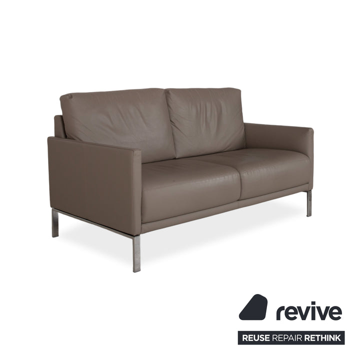 Rolf Benz Cara Leder Zweisitzer Beige Taupe Sofa Couch manuelle Funktion