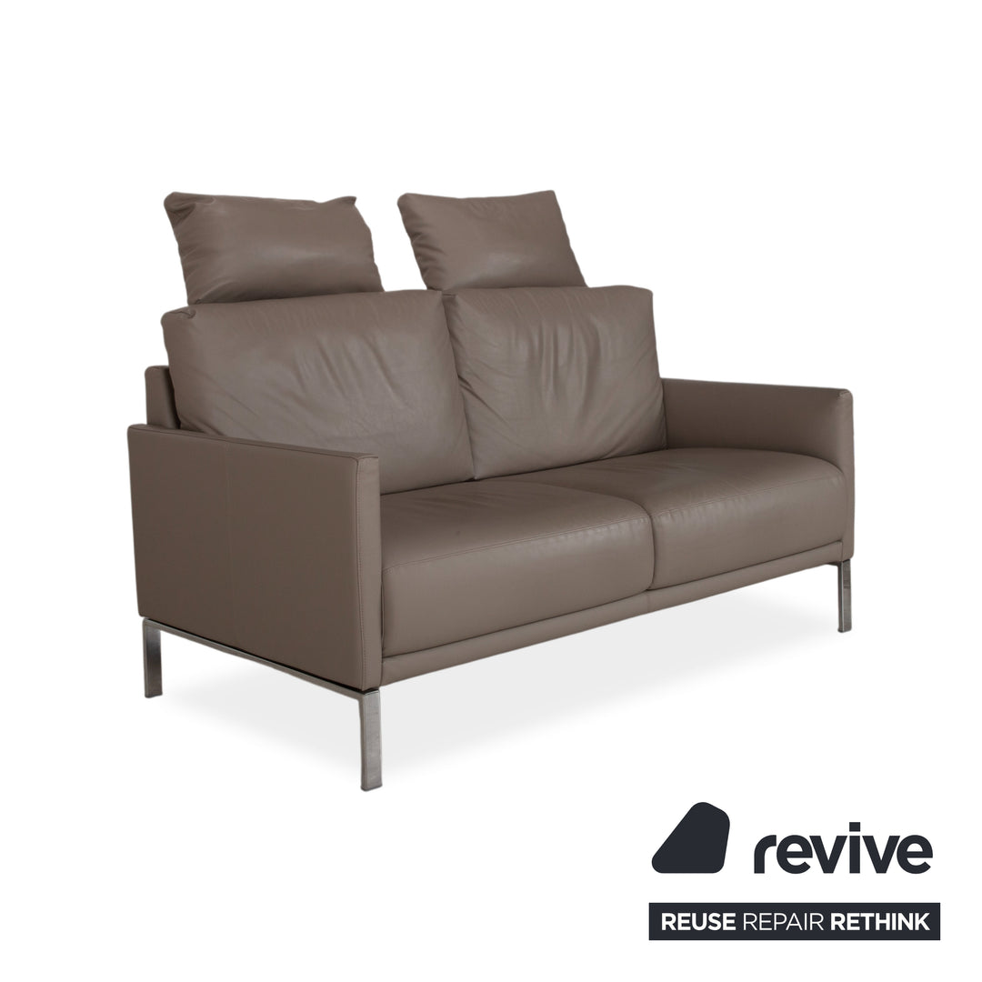 Rolf Benz Cara Leder Zweisitzer Beige Taupe Sofa Couch manuelle Funktion