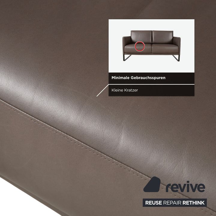 Rolf Benz Cara Leder Zweisitzer Grau Braun Taupe Sofa Couch