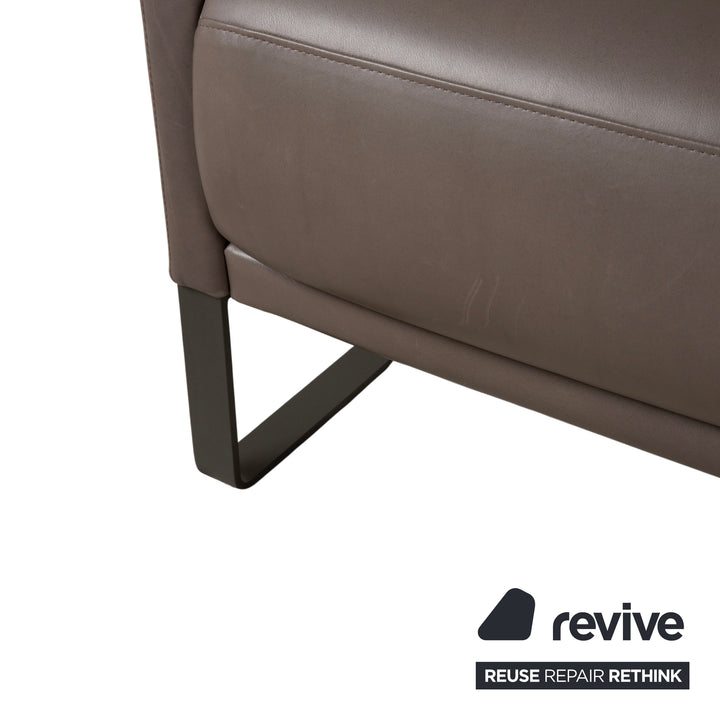 Rolf Benz Cara Leder Zweisitzer Grau Braun Taupe Sofa Couch