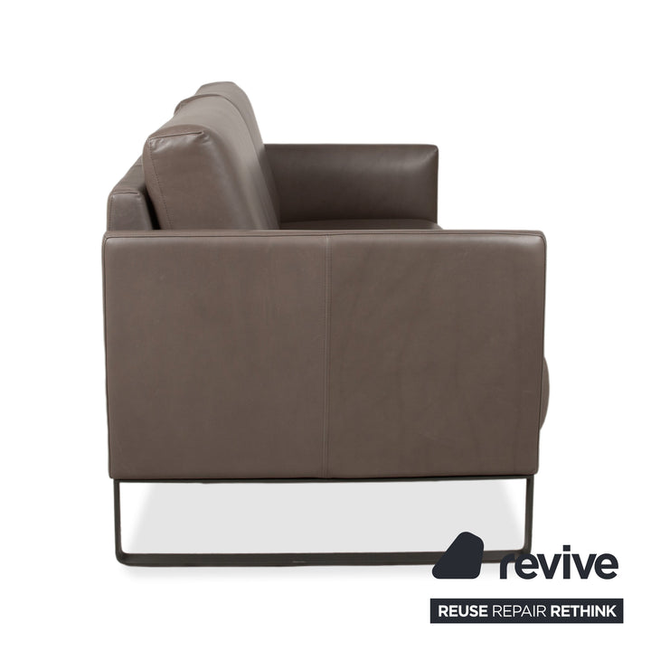 Rolf Benz Cara Leder Zweisitzer Grau Braun Taupe Sofa Couch