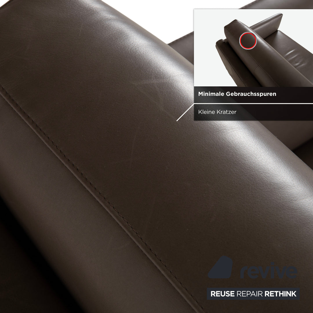 Rolf Benz Cara Leder Zweisitzer Grau Braun Taupe Sofa Couch
