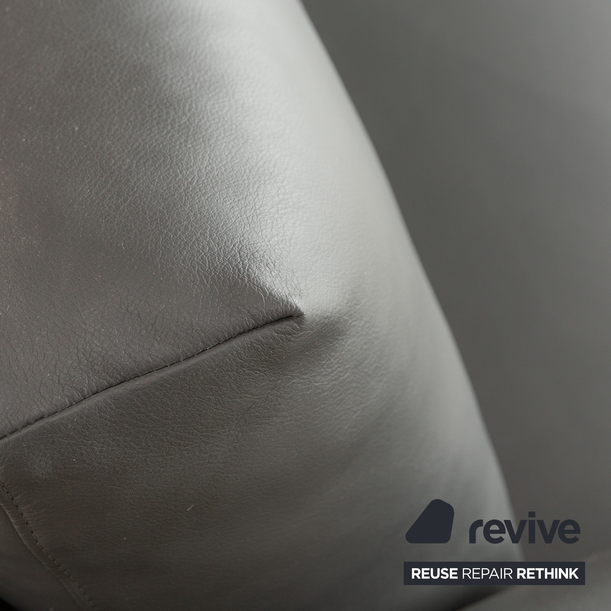 Rolf Benz Cara Leder Zweisitzer Dunkelgrau manuelle Funktion Sofa Couch