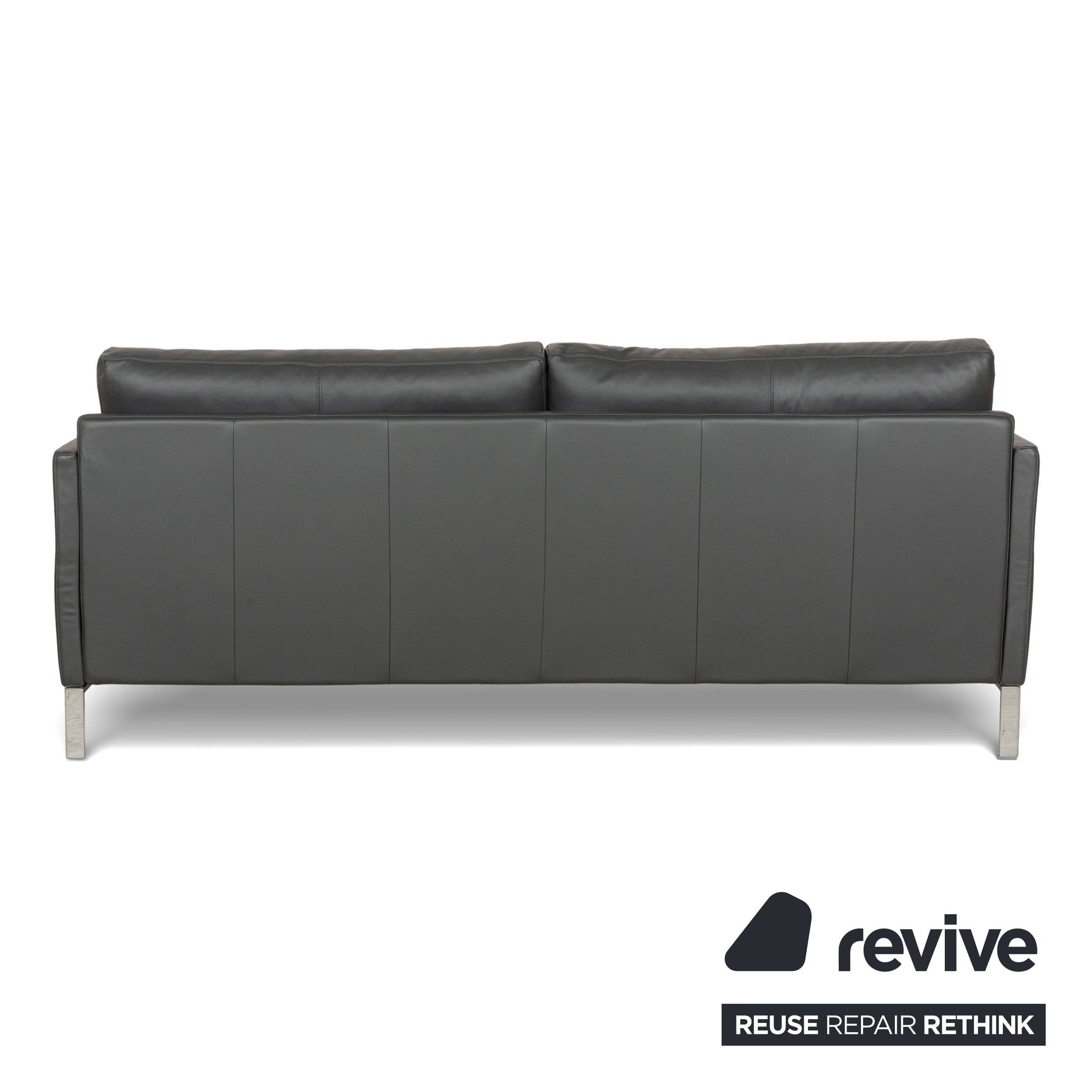 Rolf Benz Cara Leder Zweisitzer Dunkelgrau manuelle Funktion Sofa Couch