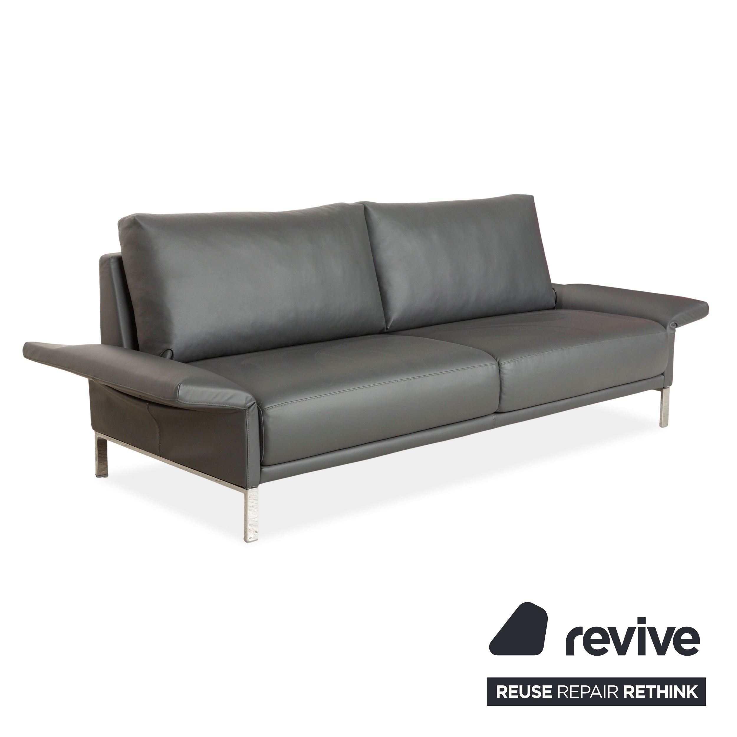 Rolf Benz Cara Leder Zweisitzer Dunkelgrau manuelle Funktion Sofa Couch