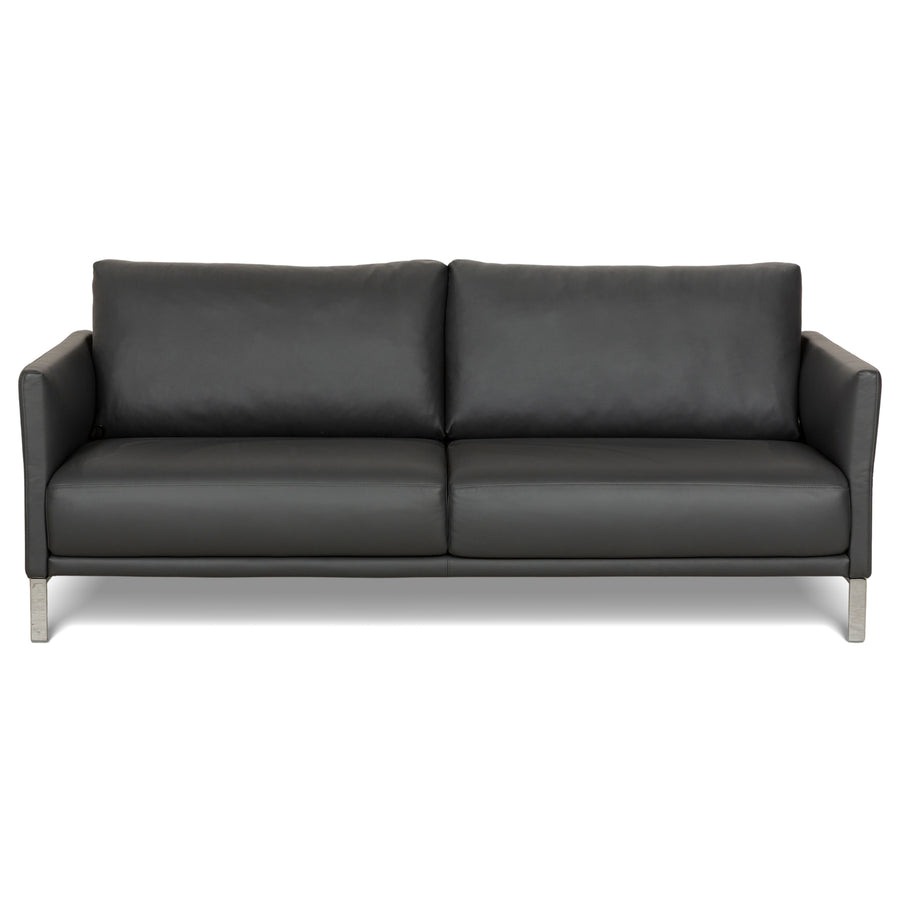 Rolf Benz Cara Leather Two-Seater Dark Grey Manual Function Sofa Couch