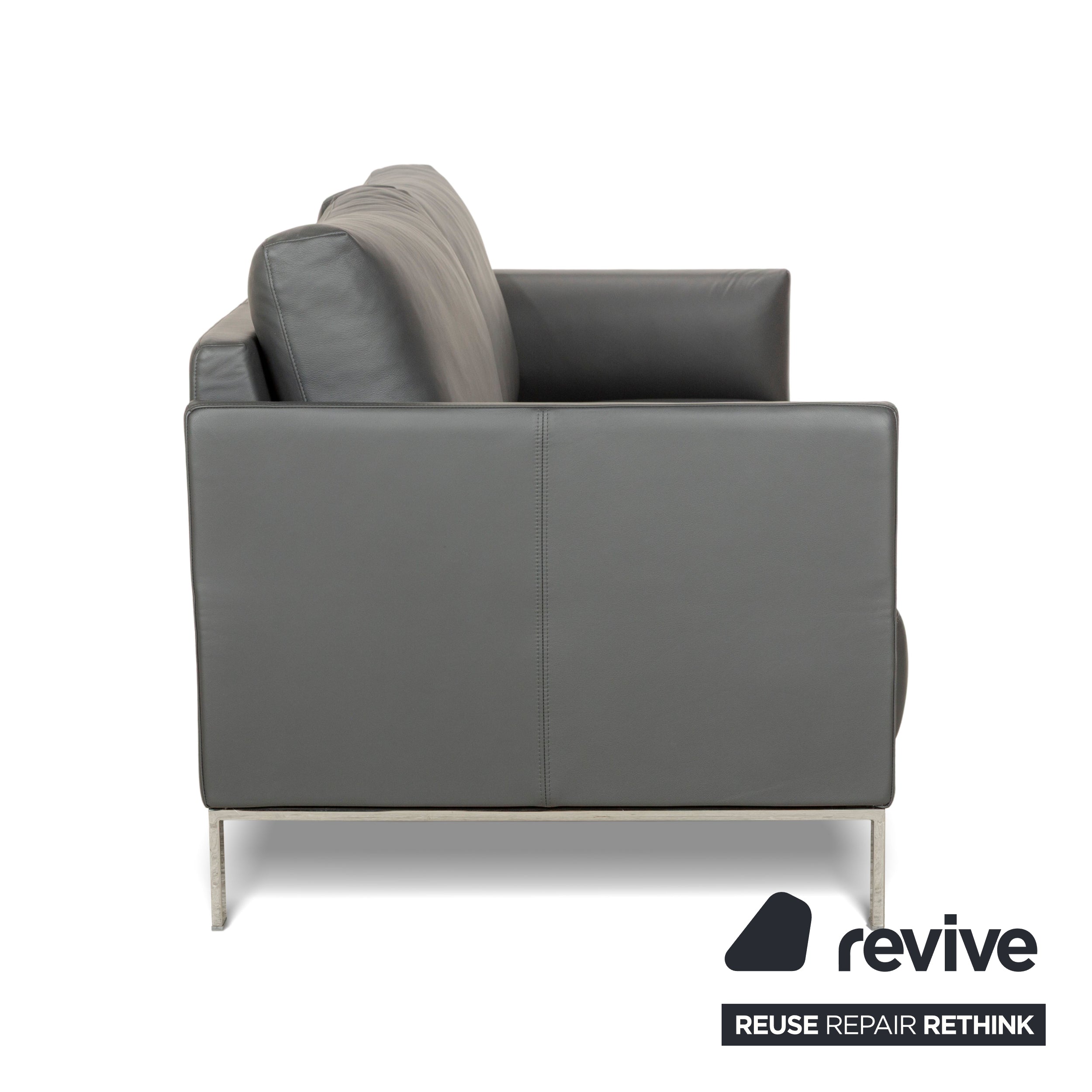 Rolf Benz Cara Leder Zweisitzer Dunkelgrau manuelle Funktion Sofa Couch