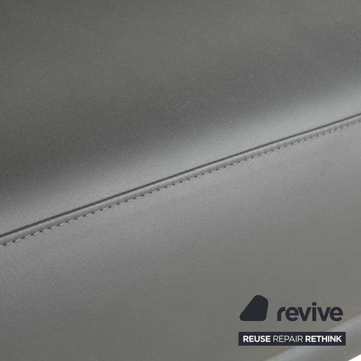 Rolf Benz Cara Leather Two-Seater Dark Grey Manual Function Sofa Couch