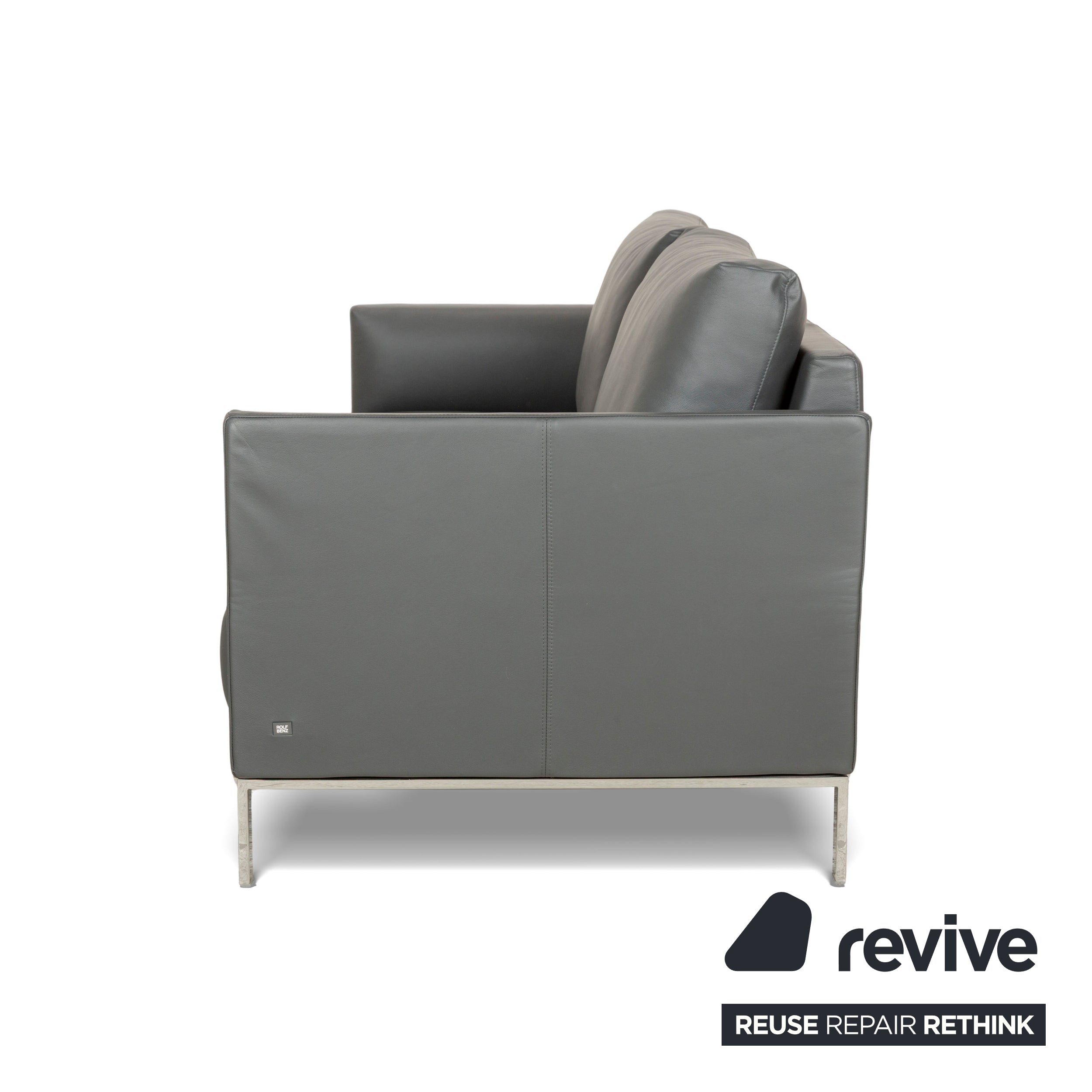 Rolf Benz Cara Leder Zweisitzer Dunkelgrau manuelle Funktion Sofa Couch