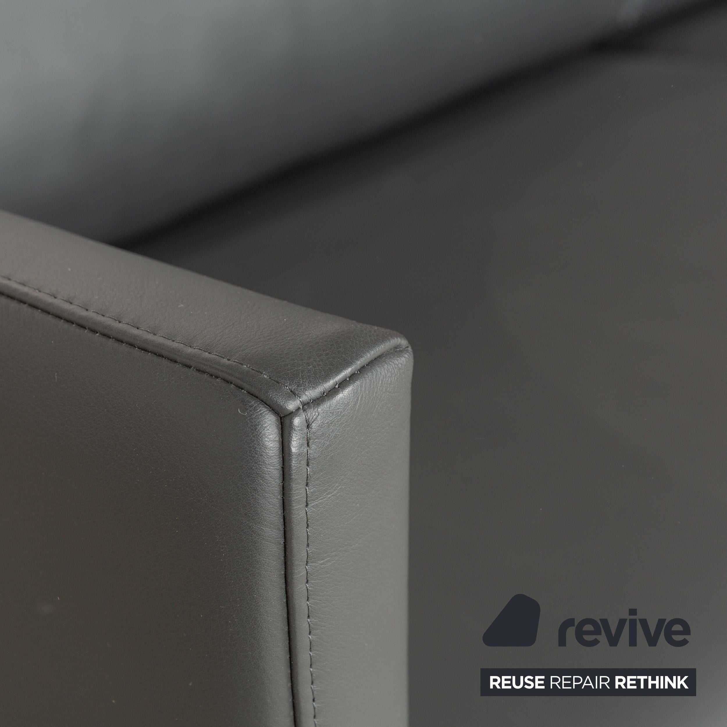 Rolf Benz Cara Leder Zweisitzer Dunkelgrau manuelle Funktion Sofa Couch