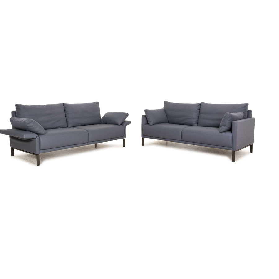 Rolf Benz Cara Stoff Sofa Garnitur Blau 2x Zweisitzer Couch