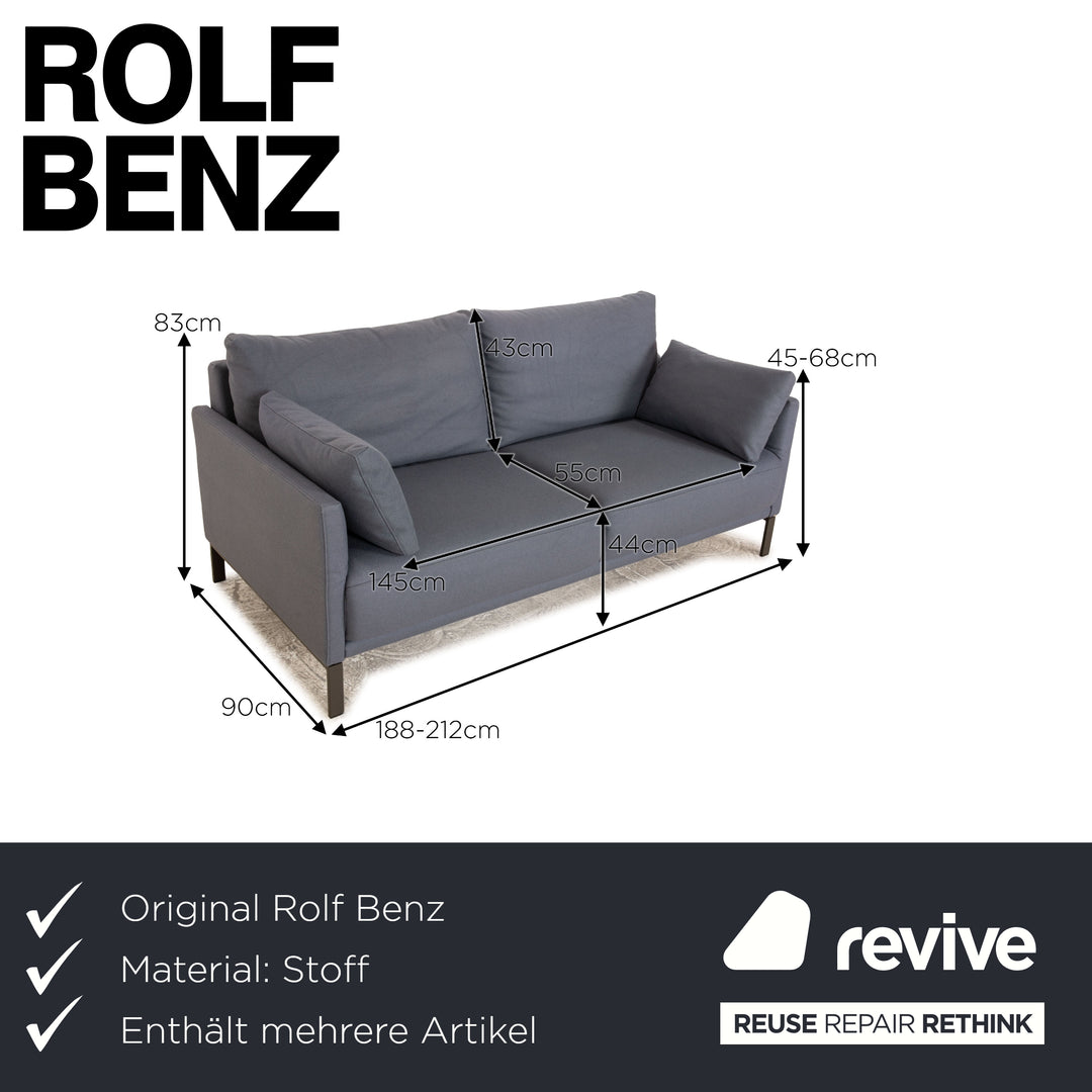 Rolf Benz Cara fabric sofa set blue 2x two-seater couch
